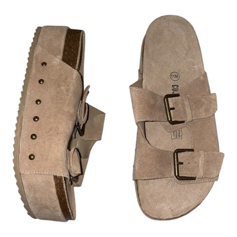 Cushionaire Guru Platform Sandals‎ in Suede sz 11 Tan